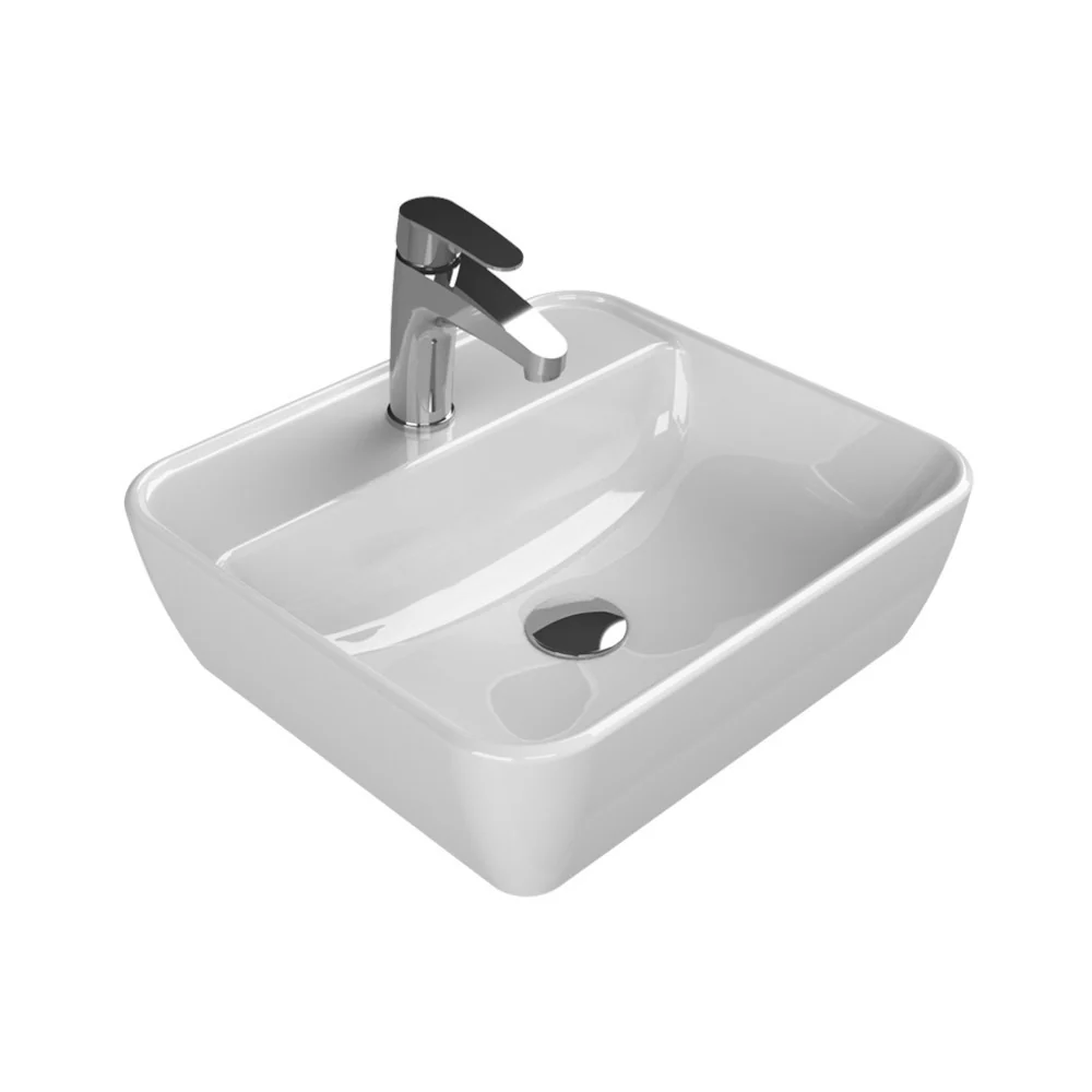 CeraStyle ONE - PULTRA ültethető - Top Counter - porcelán mosdó - - csaplyukas - 46 x 42 cm