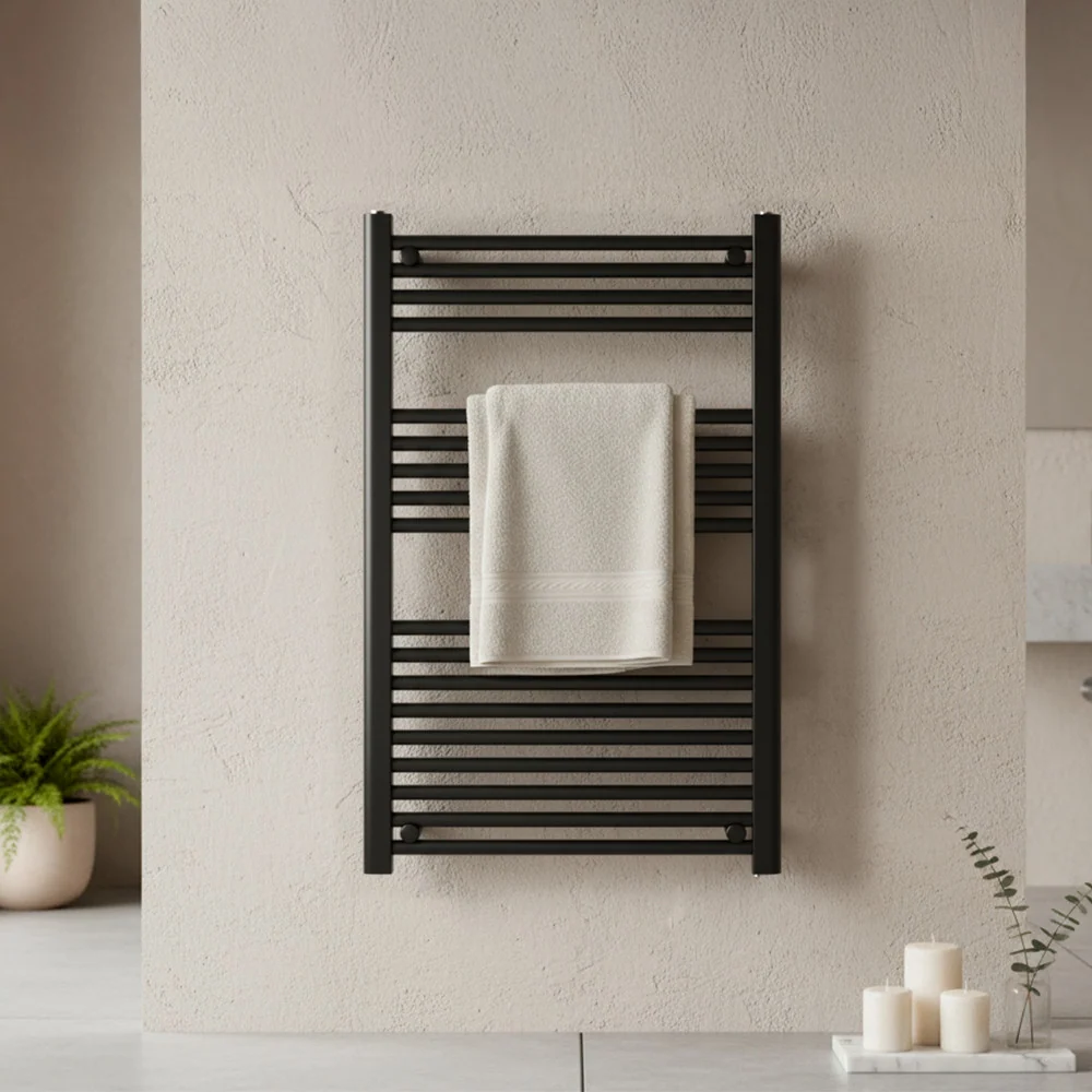 Egyenes törölközőszárító radiátor 1000x600 mm fekete