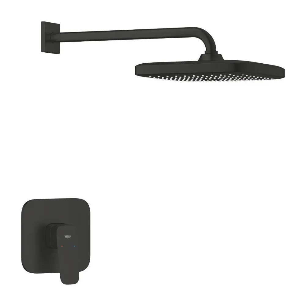 Grohe Cubeo zuhany csaptelep, színkészlet + Tempesta 250 fejzuhannyal, matt fekete (1053342430)