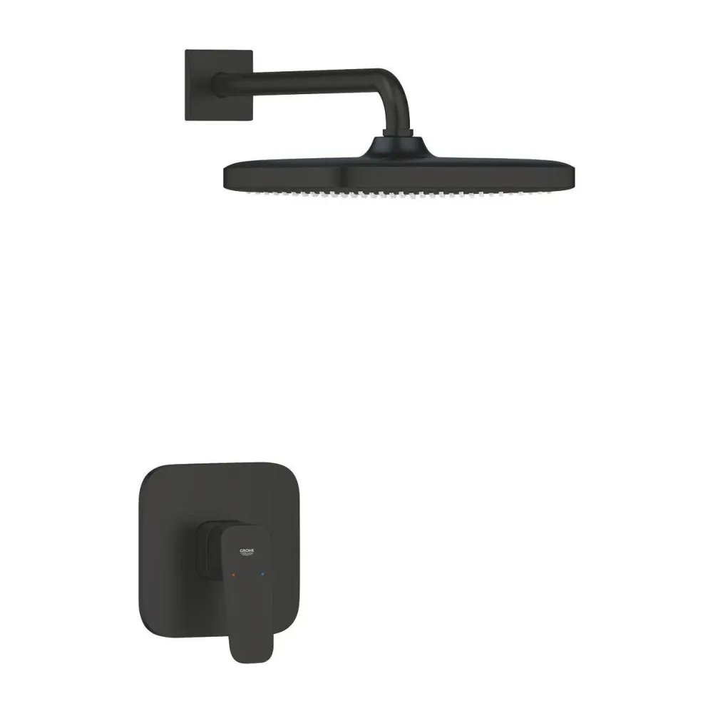 Grohe Cubeo zuhany csaptelep, színkészlet + Tempesta 250 fejzuhannyal, matt fekete (1053342430)
