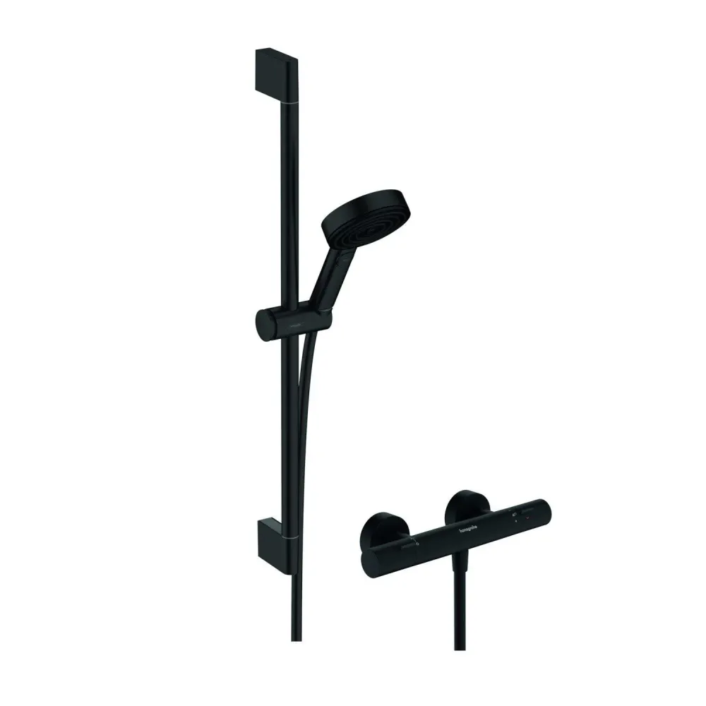 Hansgrohe Pulsify Select S zuhany rendszer termosztátos, 65cm-es zuhanyrúd, matt fekete (24262670)