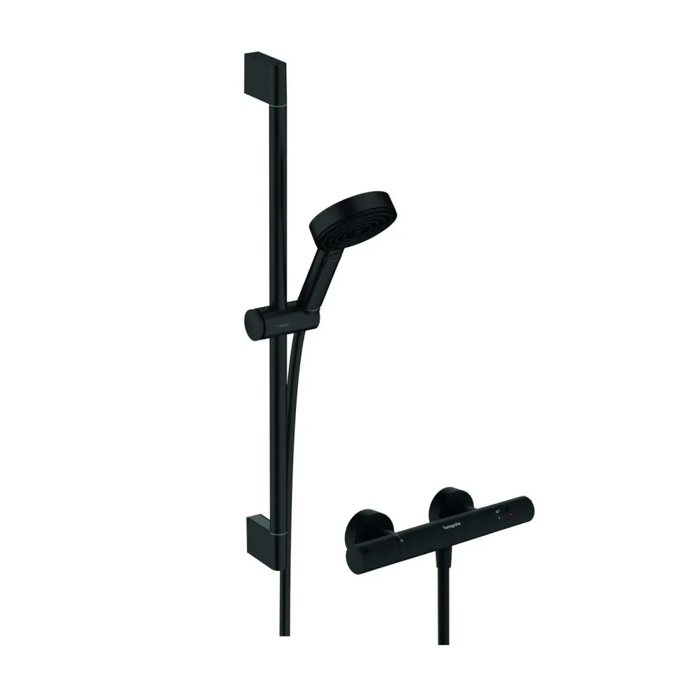 Hansgrohe Pulsify Select S zuhanyrendszer termosztátos, Ecostat Element, 65cm-es zuhanyrúd matt fekete (24272670)