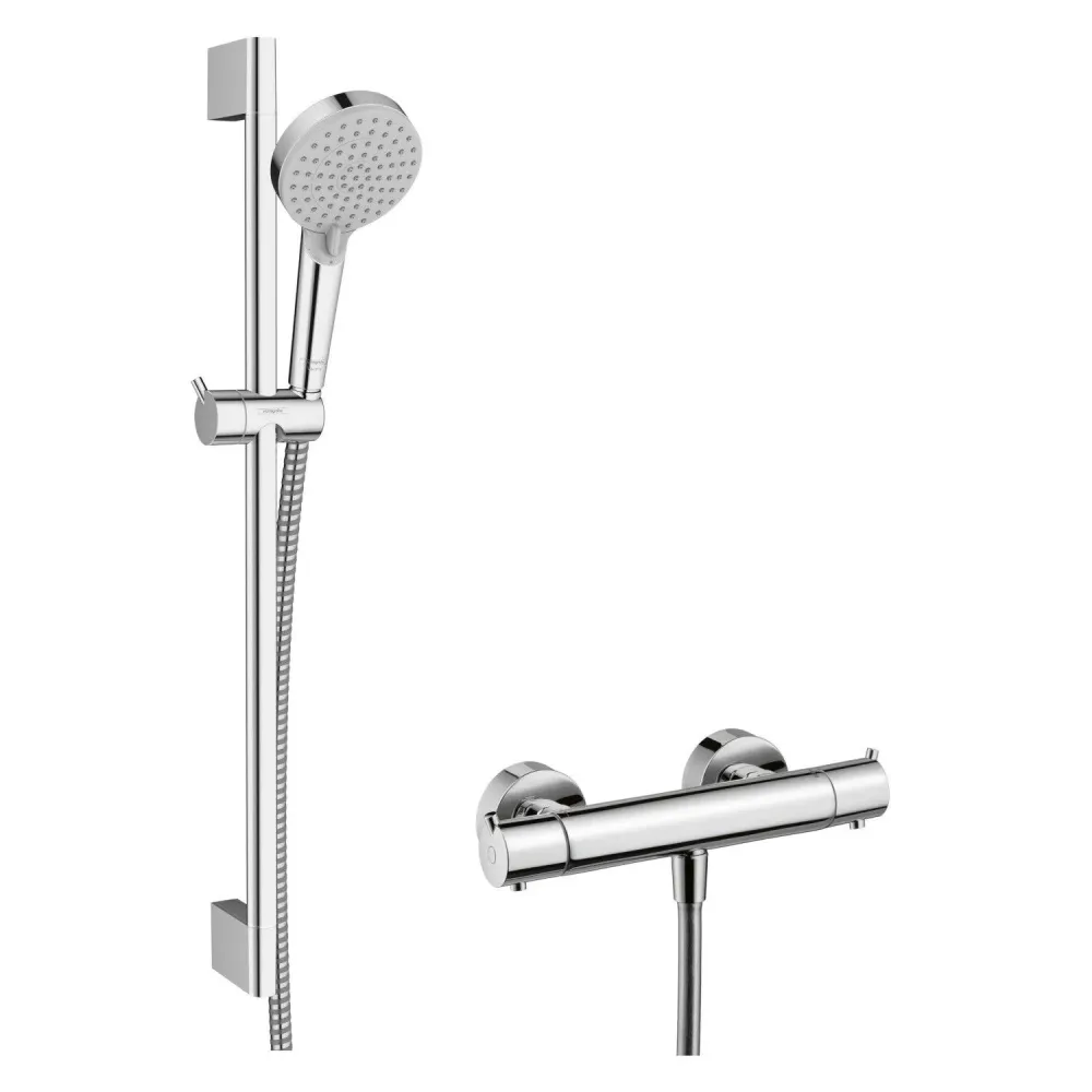 Hansgrohe Vernis Blend zuhanyrendszer termosztátos, Ecostat S, Crometta 65cm-es zuhanyrúd, króm (26960000)