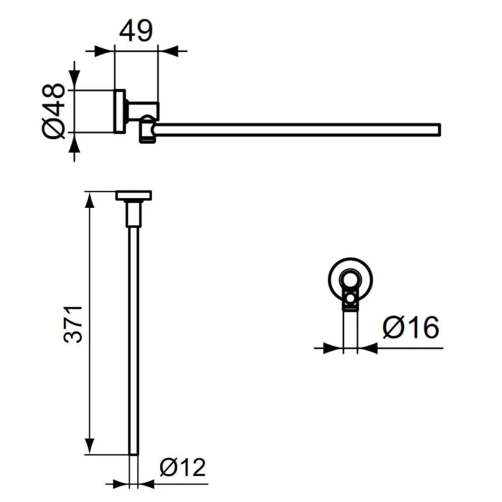Ideal Standard IOM egykaros törölközőtartó 40cm, matt fekete (A7651XG)
