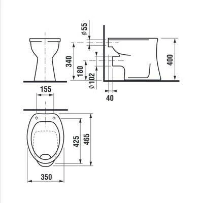 Jika Dino álló wc, középmagas, laposöblítésű, hátsó kifolyású, fehér (H8220000000001)