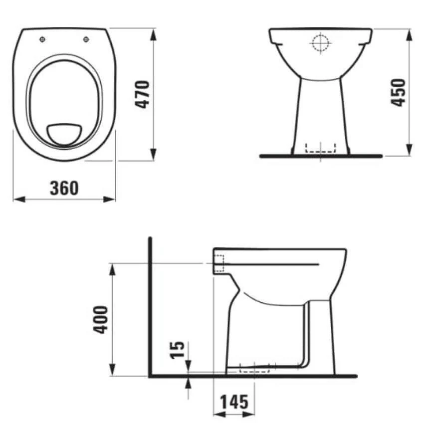 Laufen Pro Liberty WC-csésze, álló, laposöblítésű, alsó kifolyású (H8259570000001)