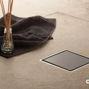 Pestan zuhanyfolyóka Confluo Standard - FEKETE üveg - 10 x 10 cm