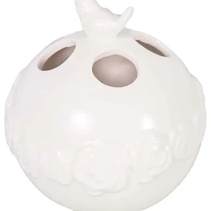Porcelán virágos madárkás fogkefe tartó