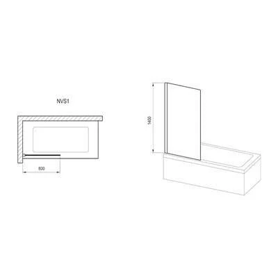 Ravak NVS1-80 kádparaván, fehér + Transparent ( 7O840100Z1 )