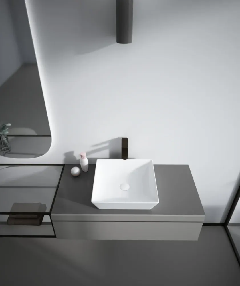 Sanovit DECENTE - PULTRA ültethető - Top Counter - porcelán mosdó - - 40 x 40 cm