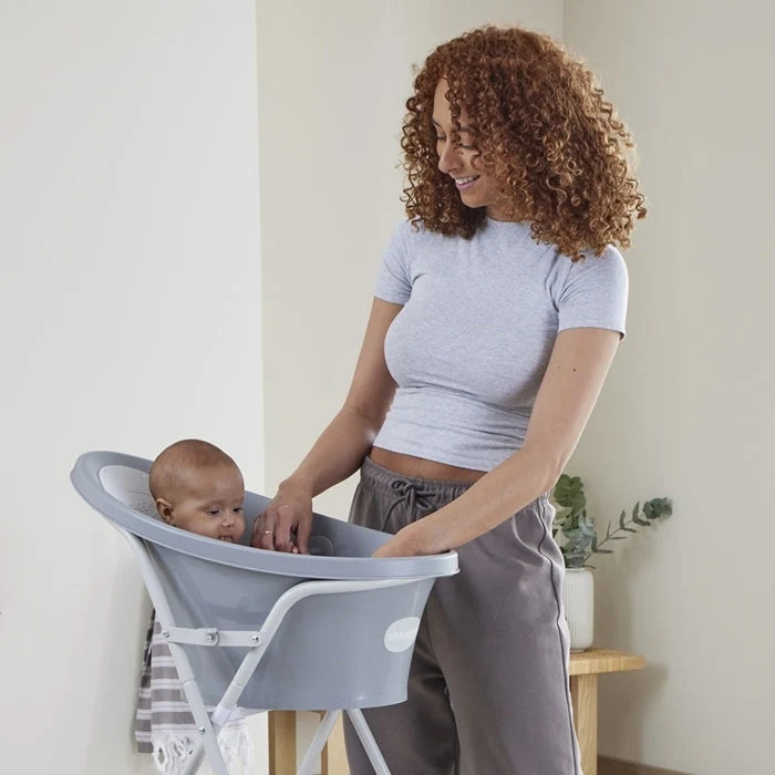Shnuggle baba fürdőkád lefolyóval Baby Pebble szürke