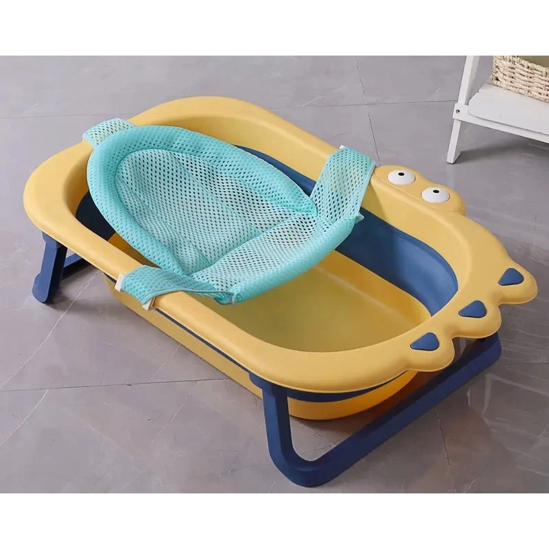 Összecsukható fürdőkád, Vivimall, PP+TPR, 0-6 éves gyermekek részére, krokodil mintás, leeresztő dugóval, 80x54x21 cm, sár...