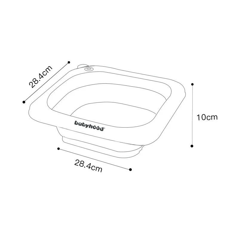 Összecsukható mosdókagyló, Vivimall, 1-8 éves gyerekeknek, 28.5x28.5x10 cm, PE+PP anyagból, 3.5l, lány mintás, szürke