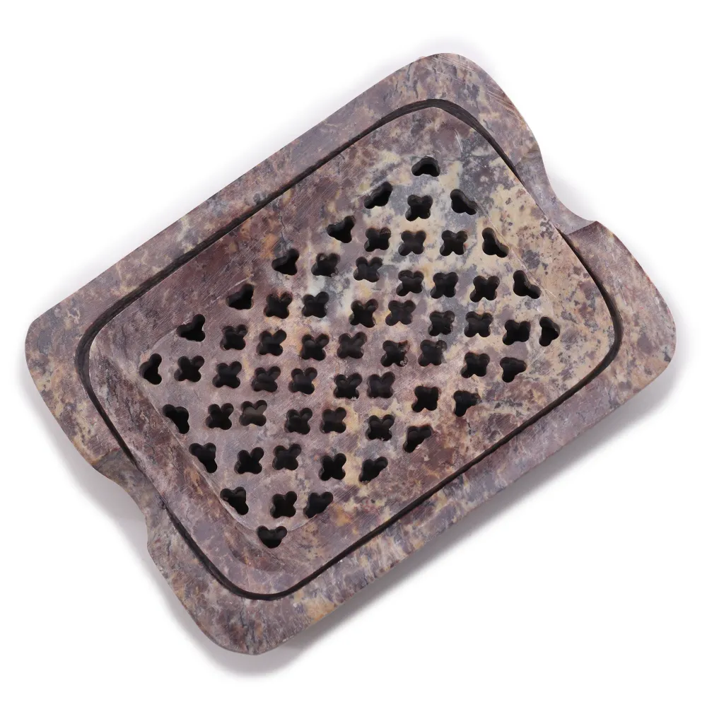 Szappantartó lefolyóval, szappankőből – négyzet alakú, 11x8 cm