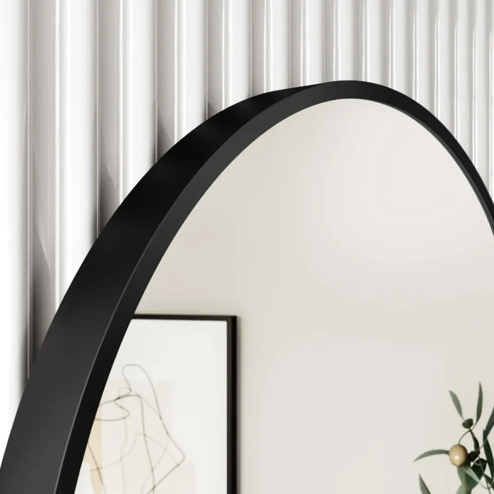 TMP IRON fürdőszobai tükör - FEKETE keret - kerek - 60 cm