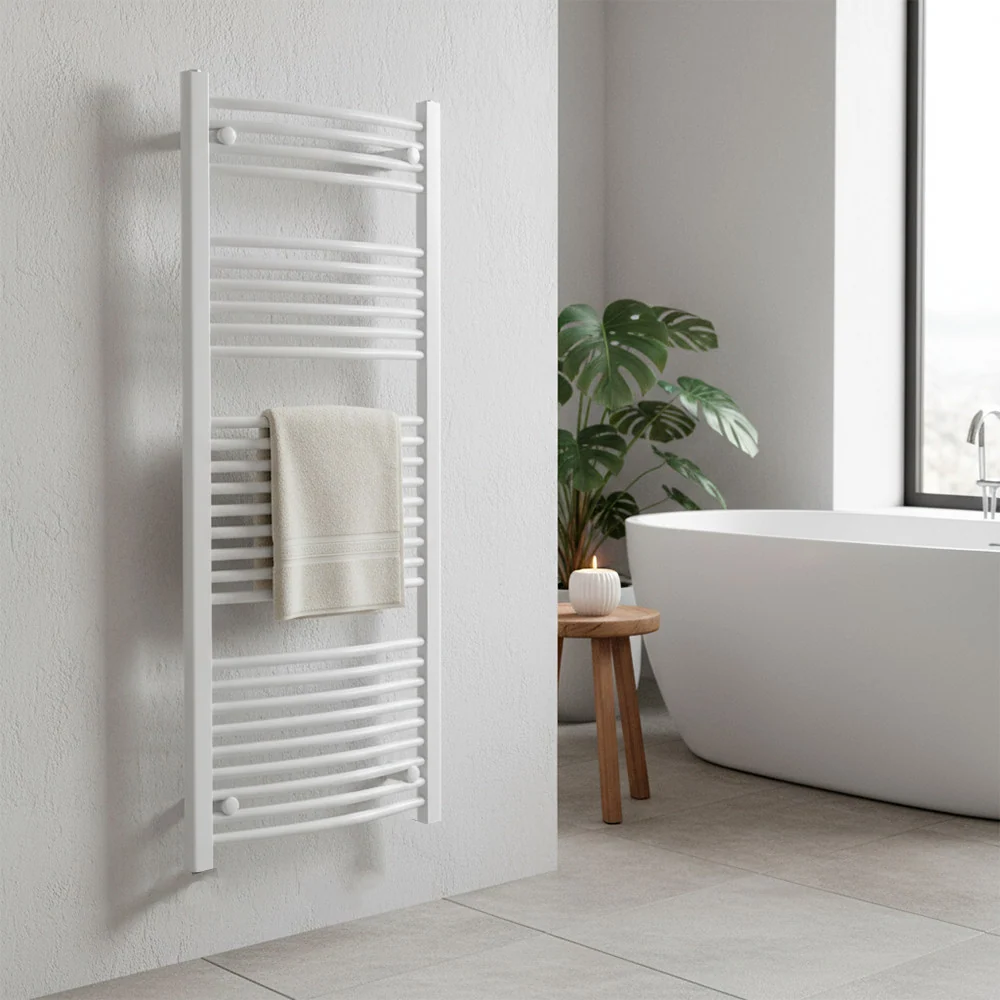 Íves törölközőszárító radiátor 1400x600 mm fehér