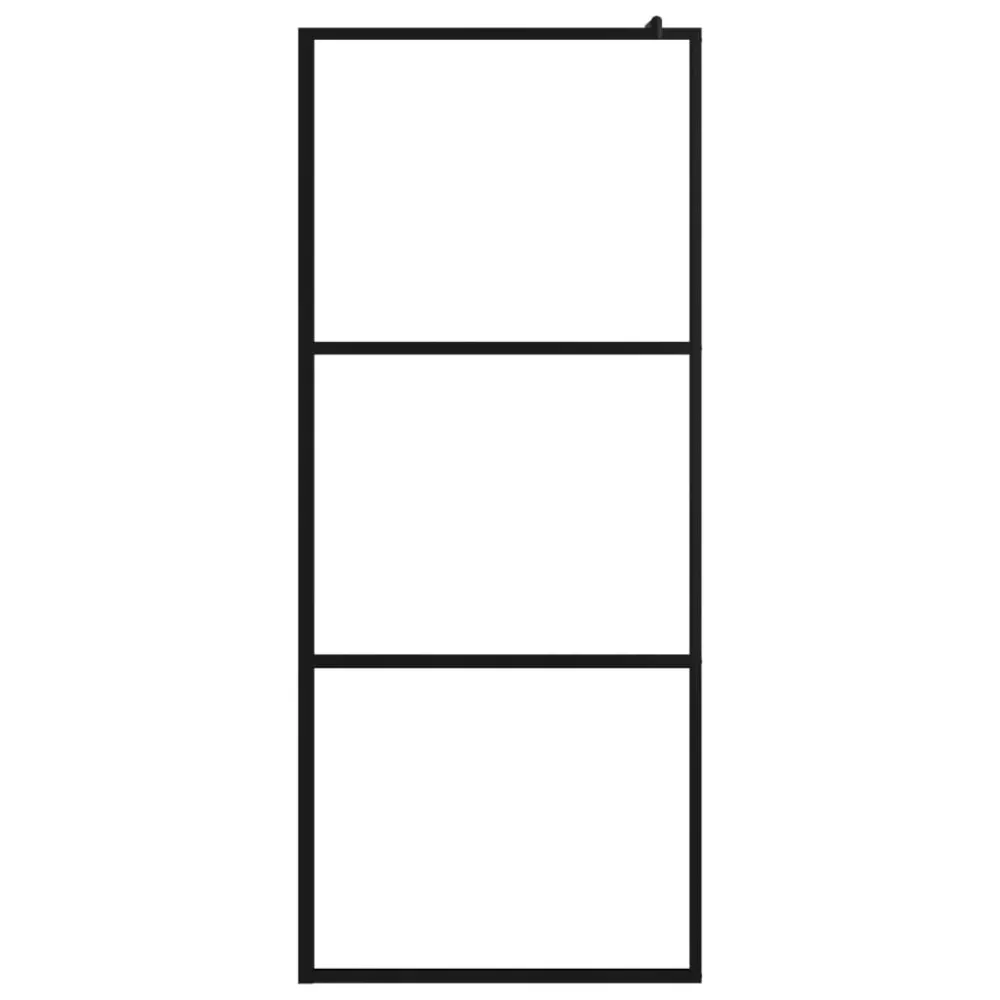 vidaXL fekete ESG üveg és alumínium zuhanyfal polccal 80 x 195 cm