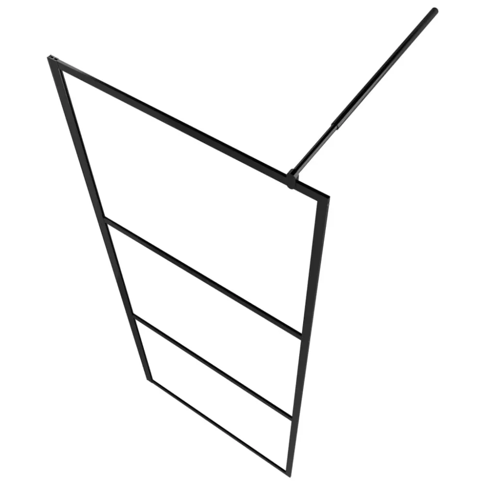 vidaXL fekete ESG üveg és alumínium zuhanyfal polccal 80 x 195 cm
