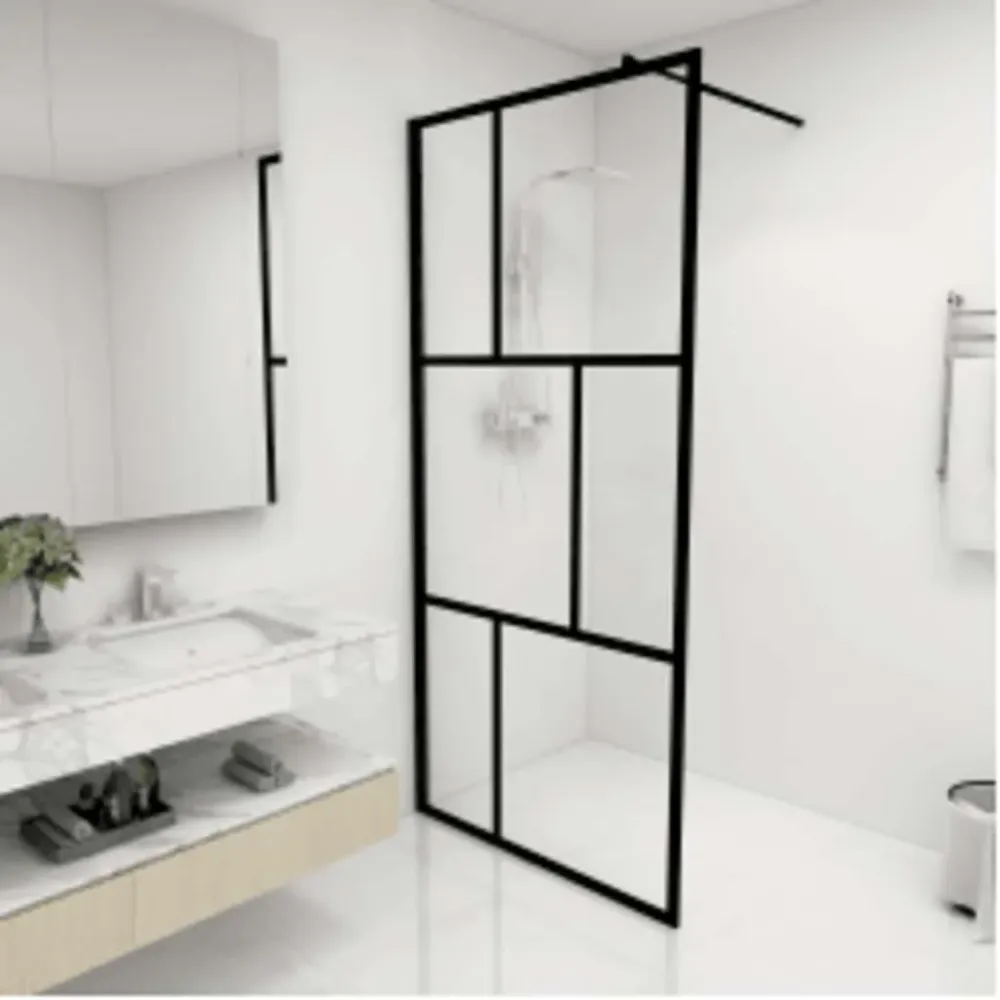 vidaXL fekete zuhanyfal edzett üveggel 90 x 195 cm