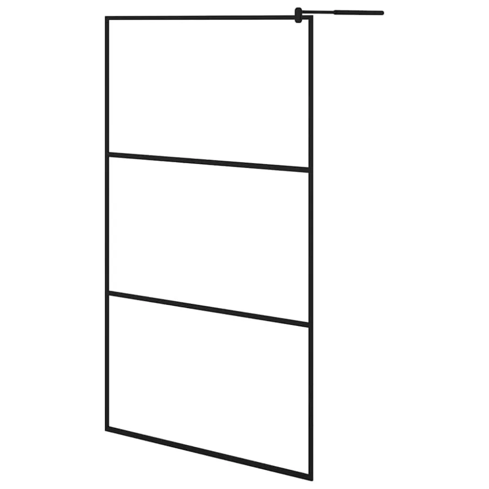 vidaXL fekete zuhanyfal átlátszó ESG üveggel 115 x 195 cm