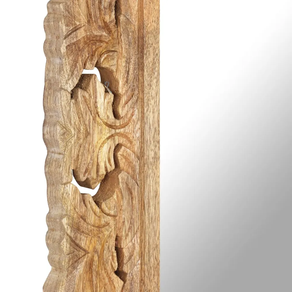 vidaXL kézzel faragott barna tömör mangófa tükör 110 x 50 cm