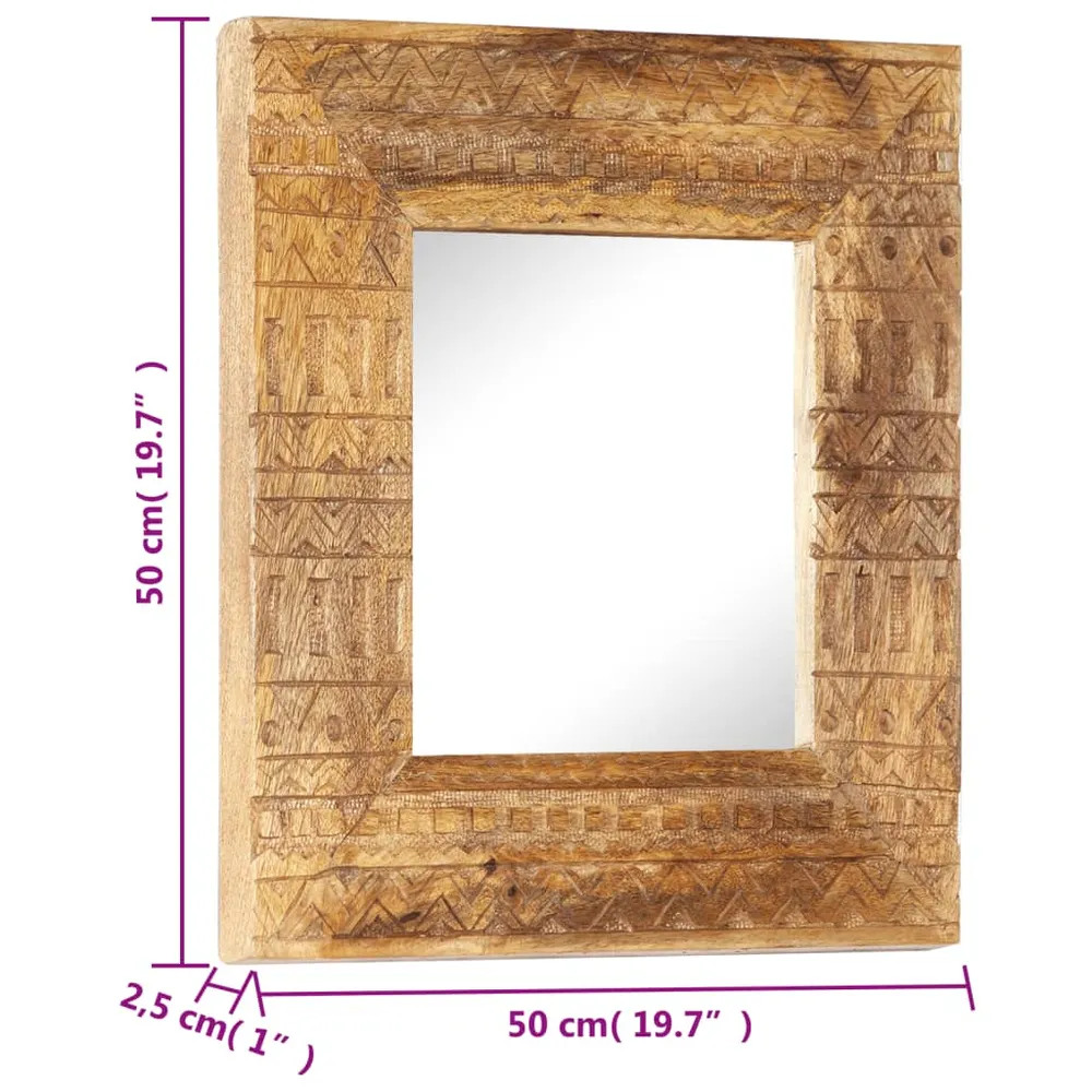 vidaXL kézzel faragott tömör mangófa tükör 50 x 50 x 2,5 cm