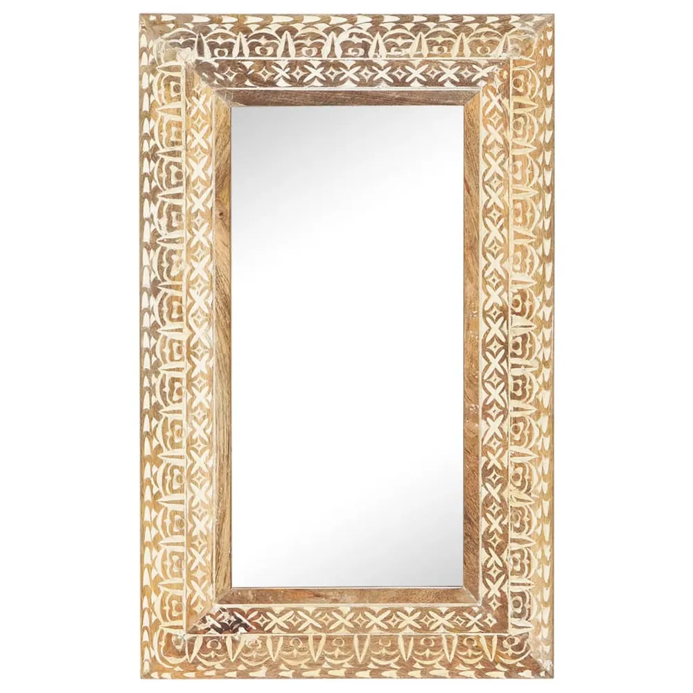 vidaXL kézzel faragott tömör mangófa tükör 80 x 50 x 2,6 cm