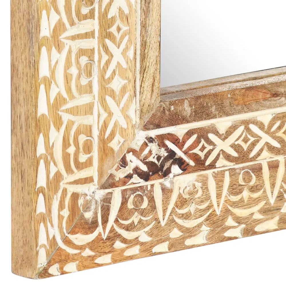 vidaXL kézzel faragott tömör mangófa tükör 80 x 50 x 2,6 cm