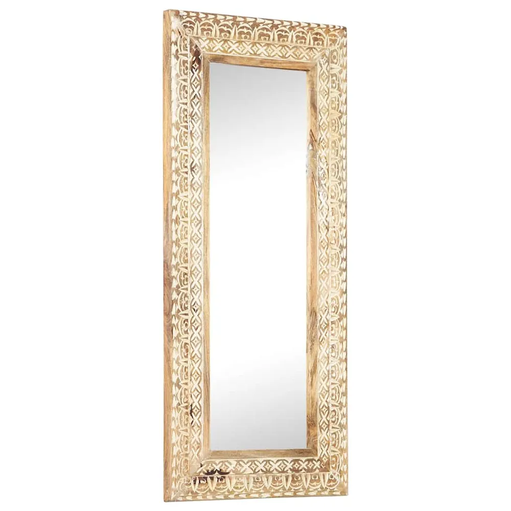 vidaXL kézzel faragott tömör mangófa tükör 110 x 50 x 2,6 cm