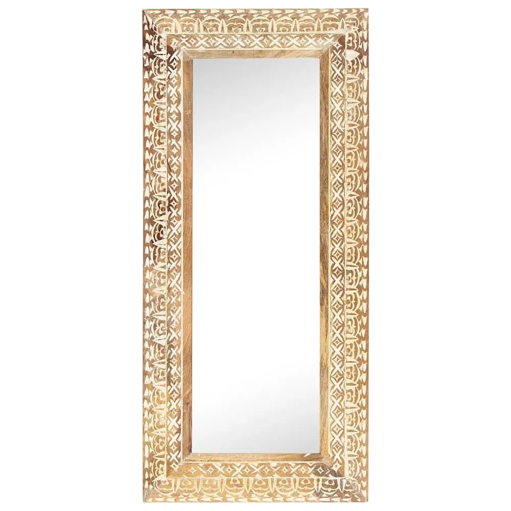 vidaXL kézzel faragott tömör mangófa tükör 110 x 50 x 2,6 cm