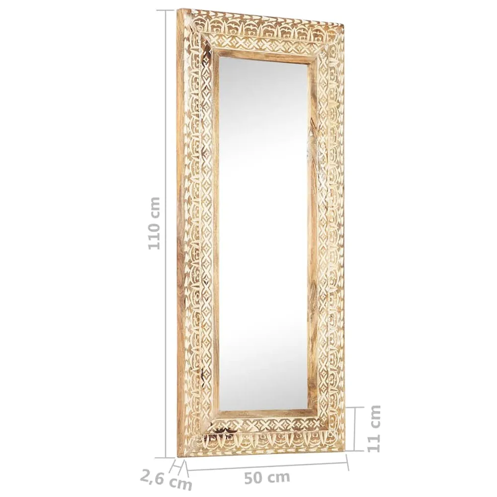 vidaXL kézzel faragott tömör mangófa tükör 110 x 50 x 2,6 cm