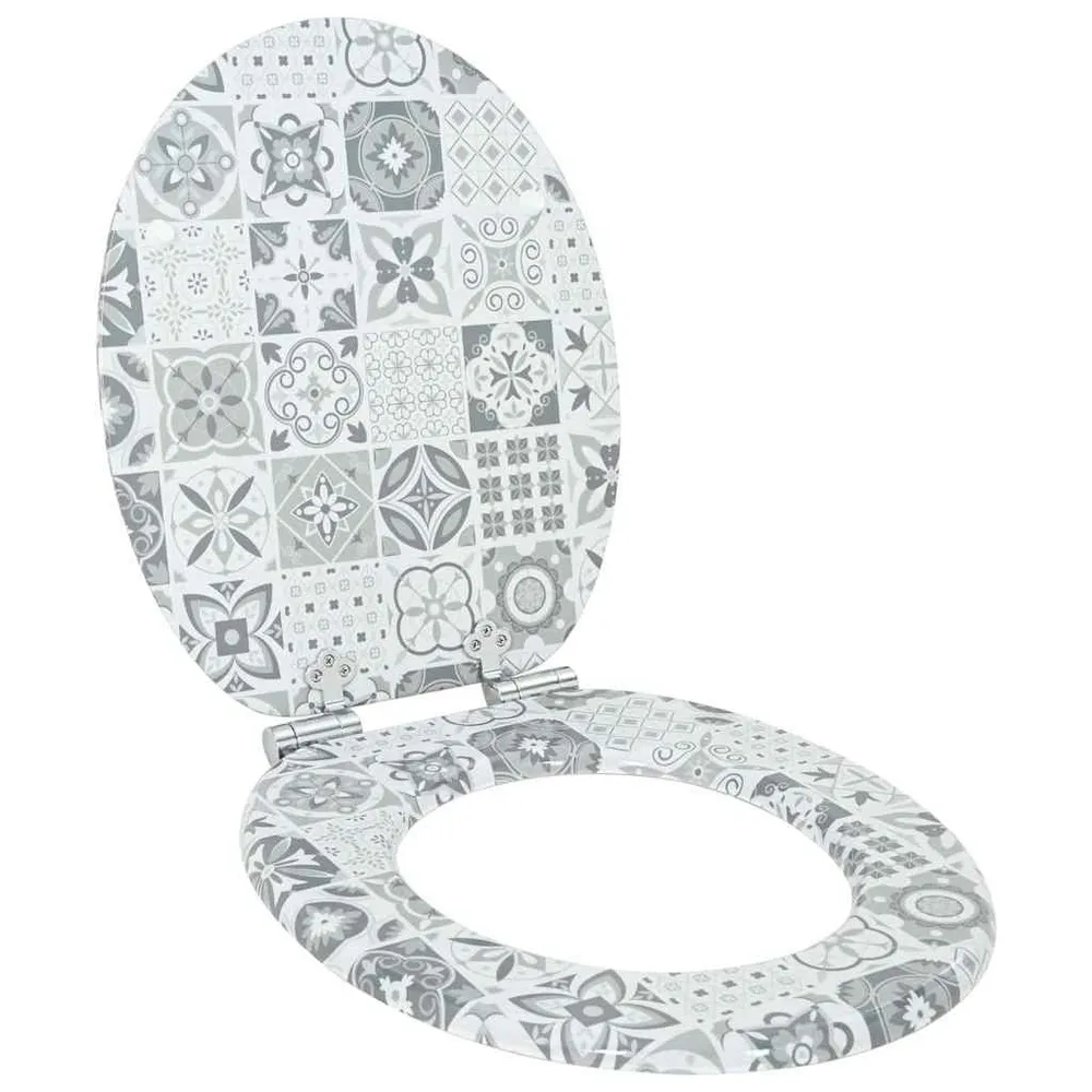 vidaXL Lágy záródású WC ülőke Kék és fehér porcelán 44 x 38 cm MDF lap