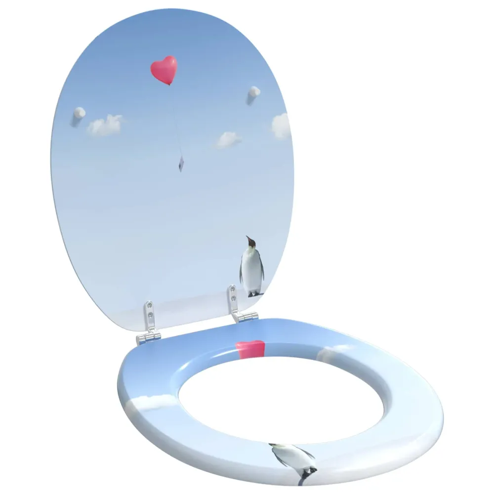 vidaXL Lágy záródású WC ülőke Kék 44 x 38 cm MDF lap