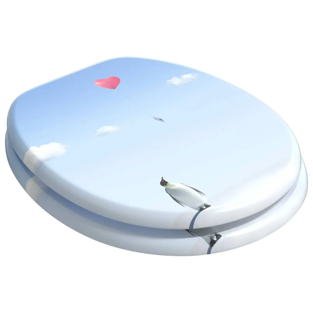 vidaXL Lágy záródású WC ülőke Kék 44 x 38 cm MDF lap