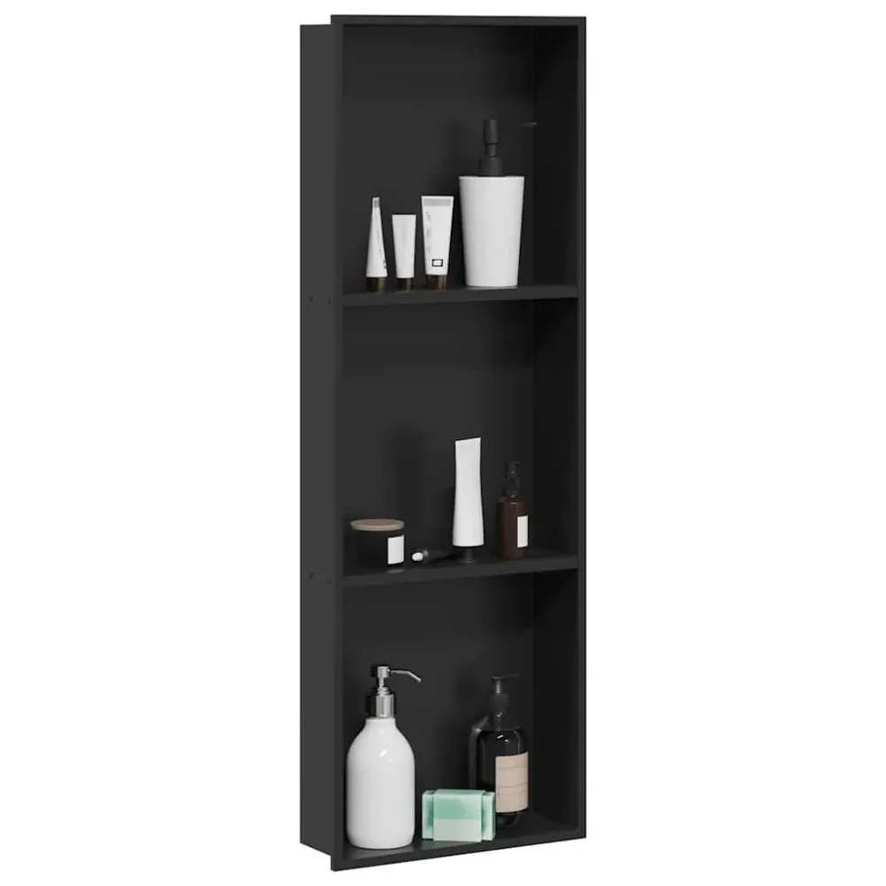 vidaXL Zuhany Niche Fekete 92 x 32 x 10 cm Rozsdamentes acél