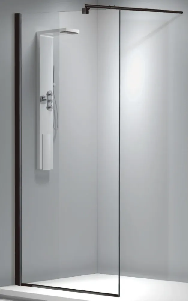 Viva AQUA Max WALK Zuhanyfal - FEKETE profil - 8 mm vízlepergető víztiszta üveg - 110 x 200 cm