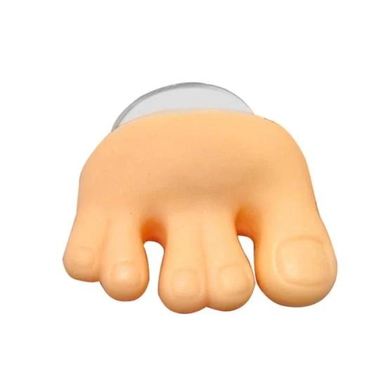 Vivimall multifunkciós fürdőszobai tartó, kefékhez/kábelekhez, PVC, tapadókorongos, láb alakú, 4 x 6,5 cm, krém