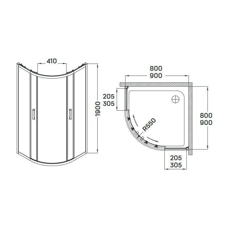 Wellis Aquarius 80 két tolóajtós íves kabin Easy Cleannel (80x80x190) ( WC00471 )