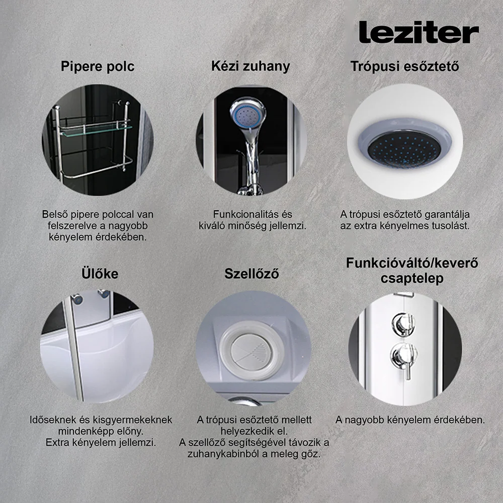Emilia 135 Hidromasszázs Kádkabin elektronikával Black