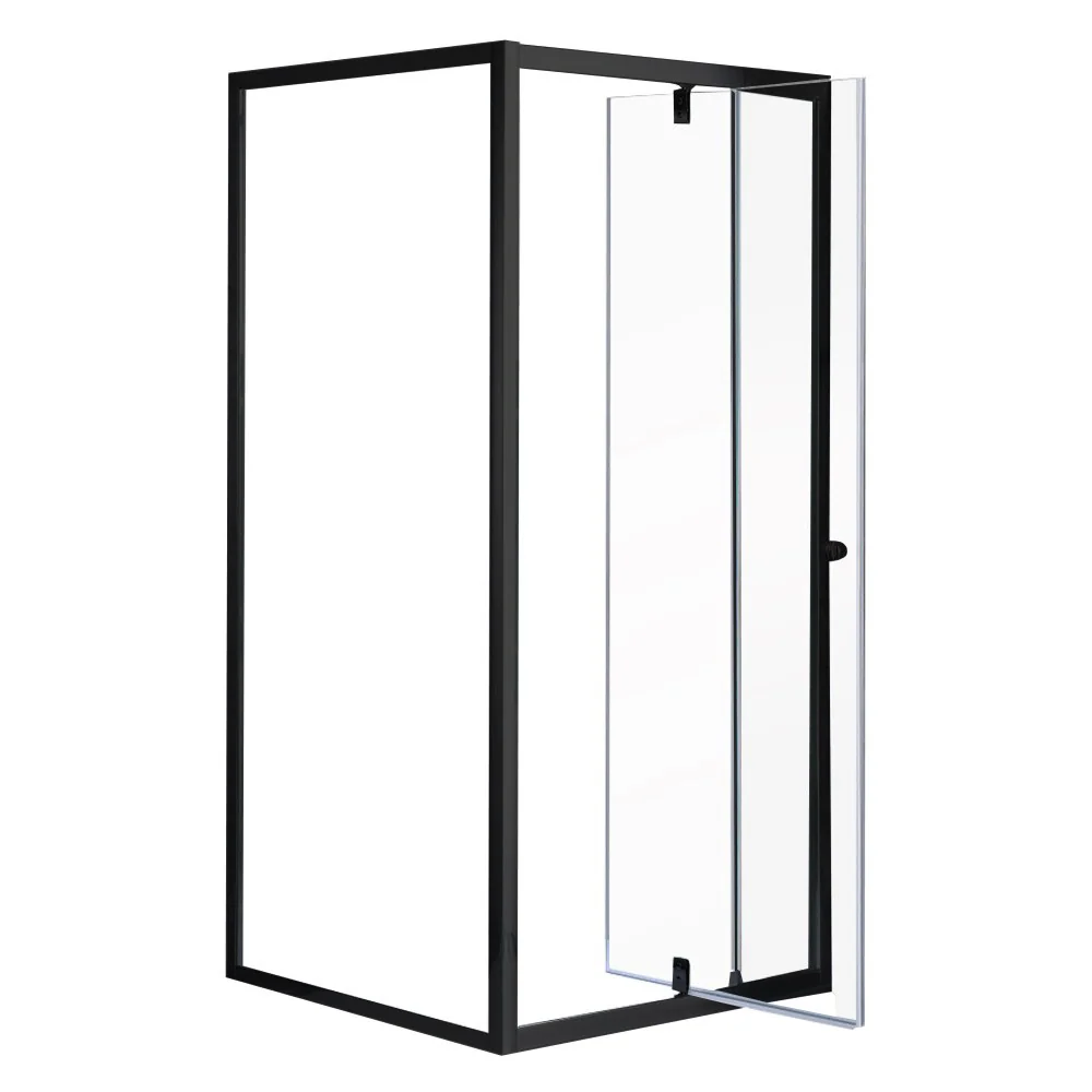 Flexi falsíkra szerelhető szögletes zuhanykabin 80x80 cm zuhanytálca nélkül fekete