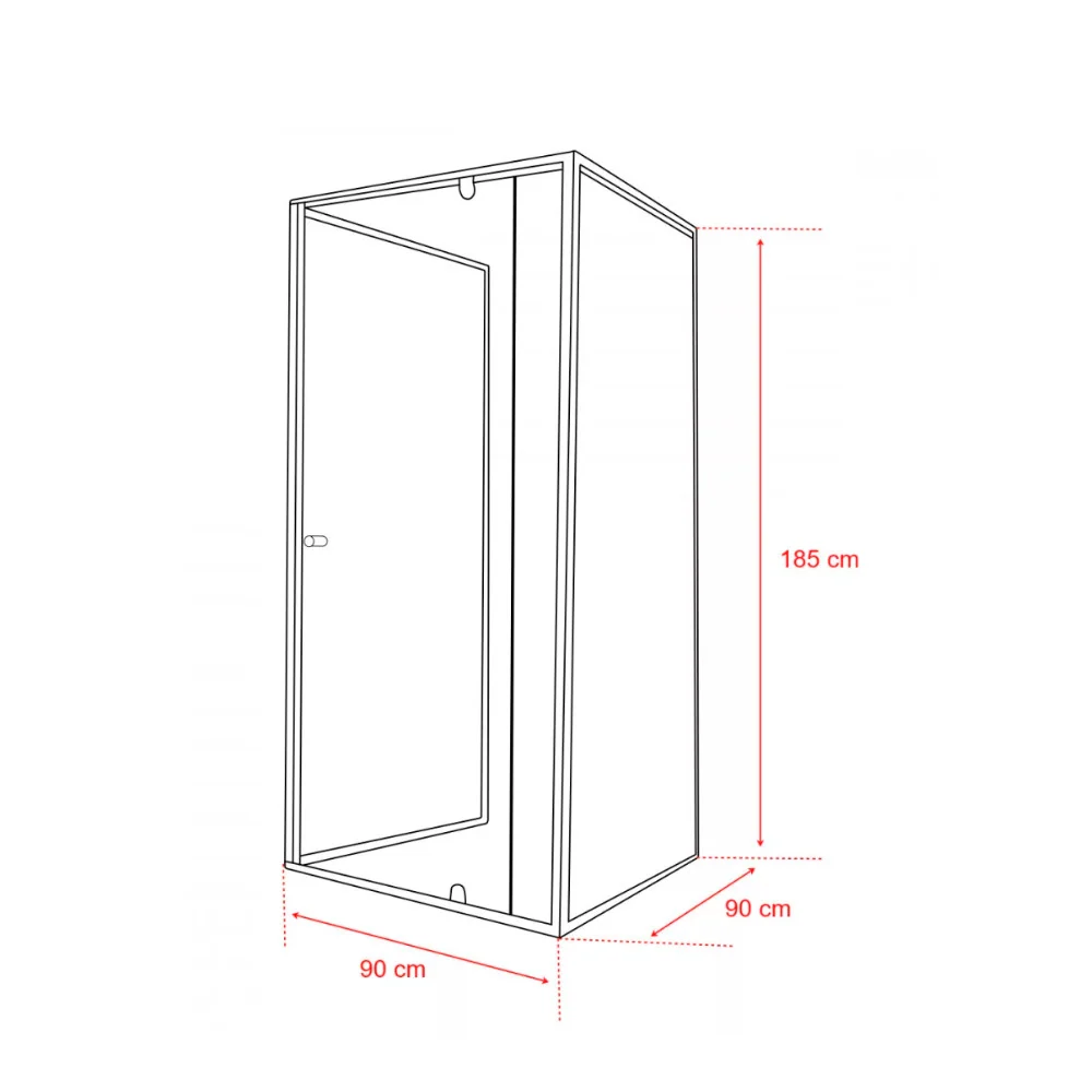 Flexi falsíkra szerelhető szögletes zuhanykabin 90x90 cm zuhanytálca nélkül fekete