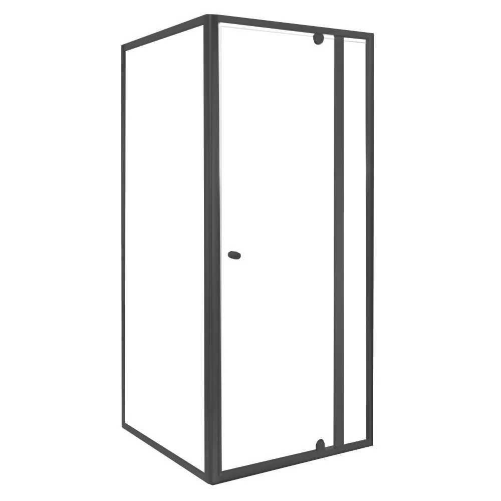 Flexi sarokba szerelhető szögletes zuhanykabin 80x80 cm zuhanytálca nélkül fekete