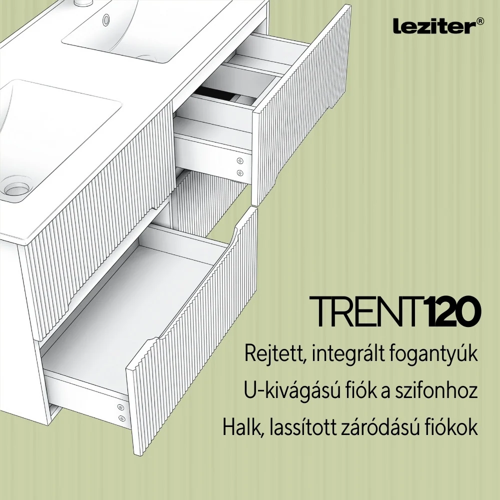 Trent 120 alsó fürdőszobabútor kerámia mosdóval (4 fiókos) antracit szürke-olivazöld