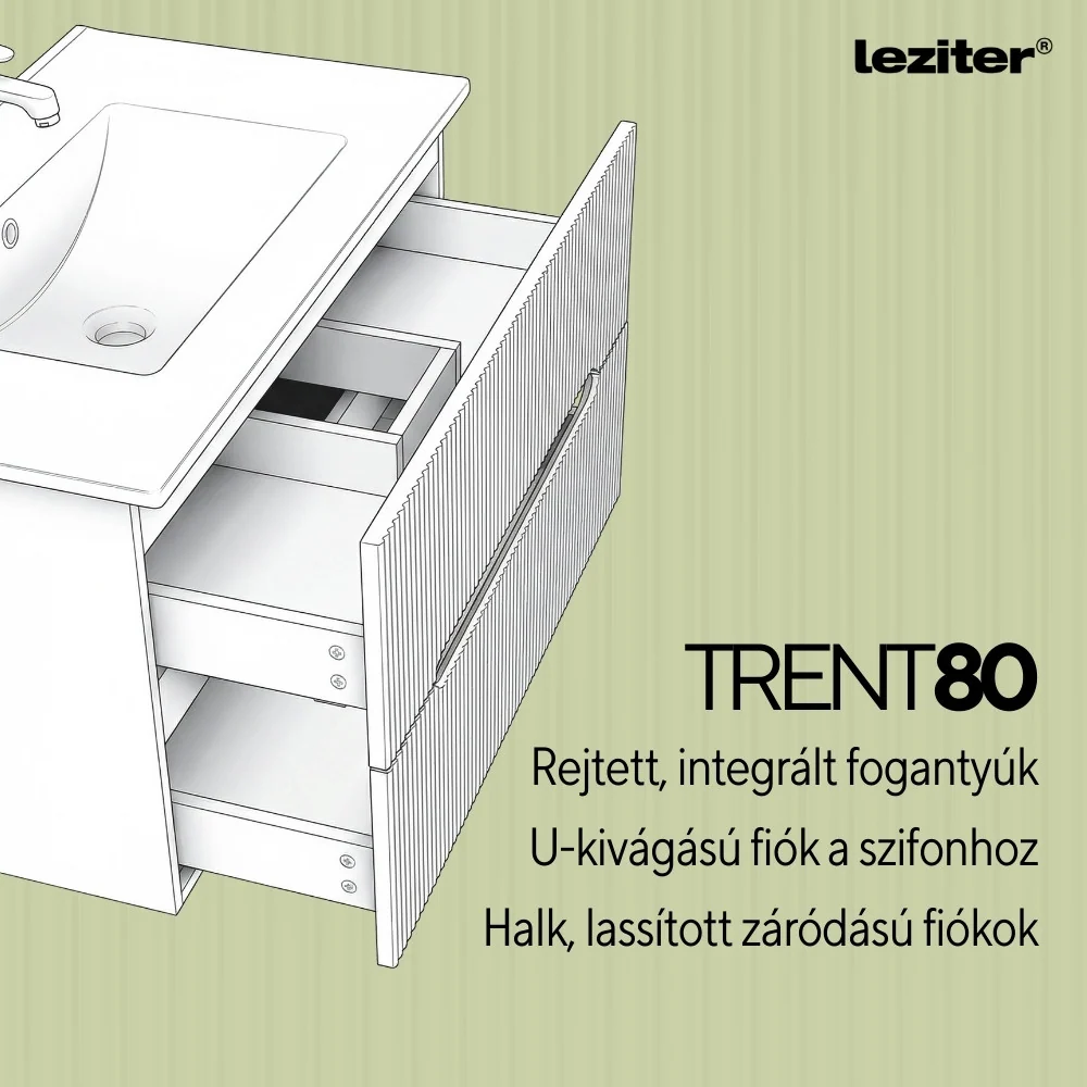 Trent 80 alsó fürdőszobabútor kerámia mosdóval (2 fiókos) antracit szürke-sunset tölgy