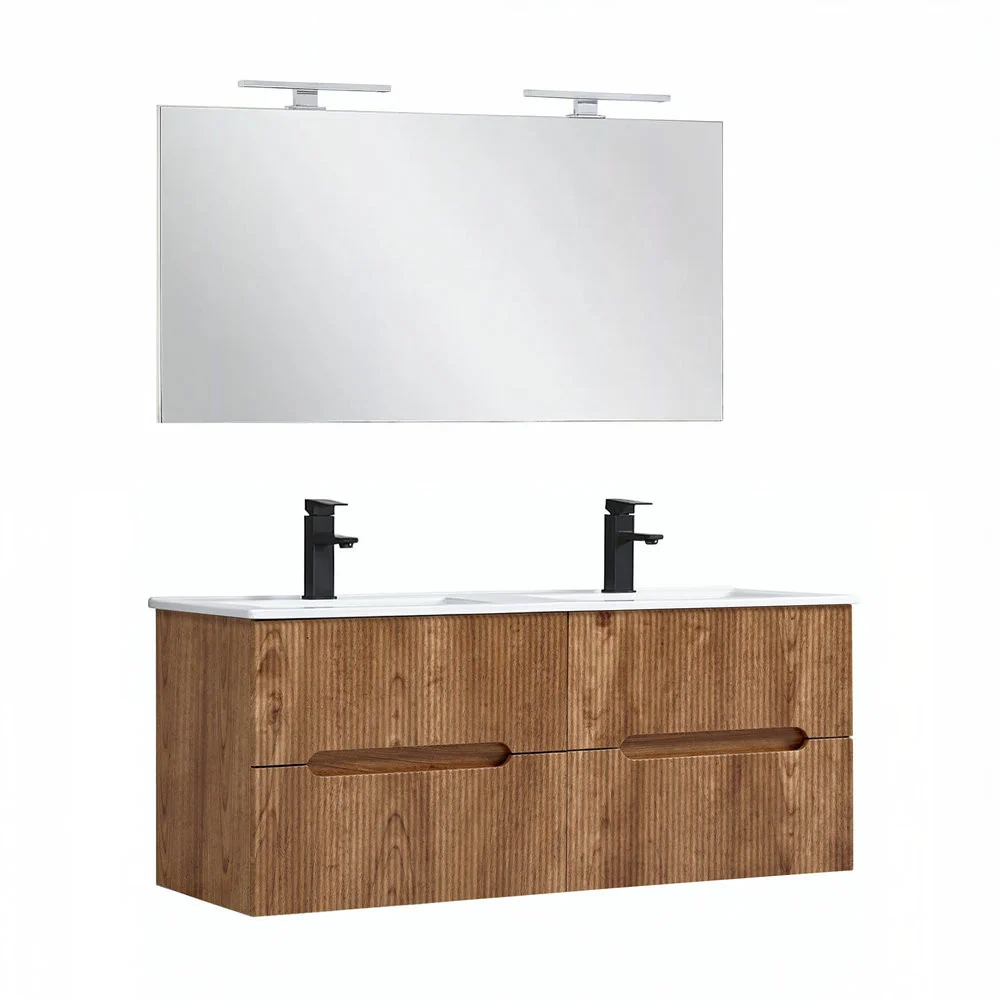 Trent Fürdőszobabútor 120 cm kerámia mosdóval tükörrel 60x120 cm sunset tölgy
