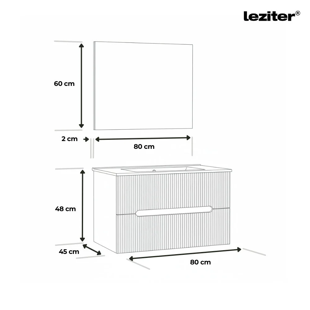 Trent Fürdőszobabútor 80 cm kerámia mosdóval (2 fiókos) tükörrel 60x80 cm pisztáciazöld-olivazöld