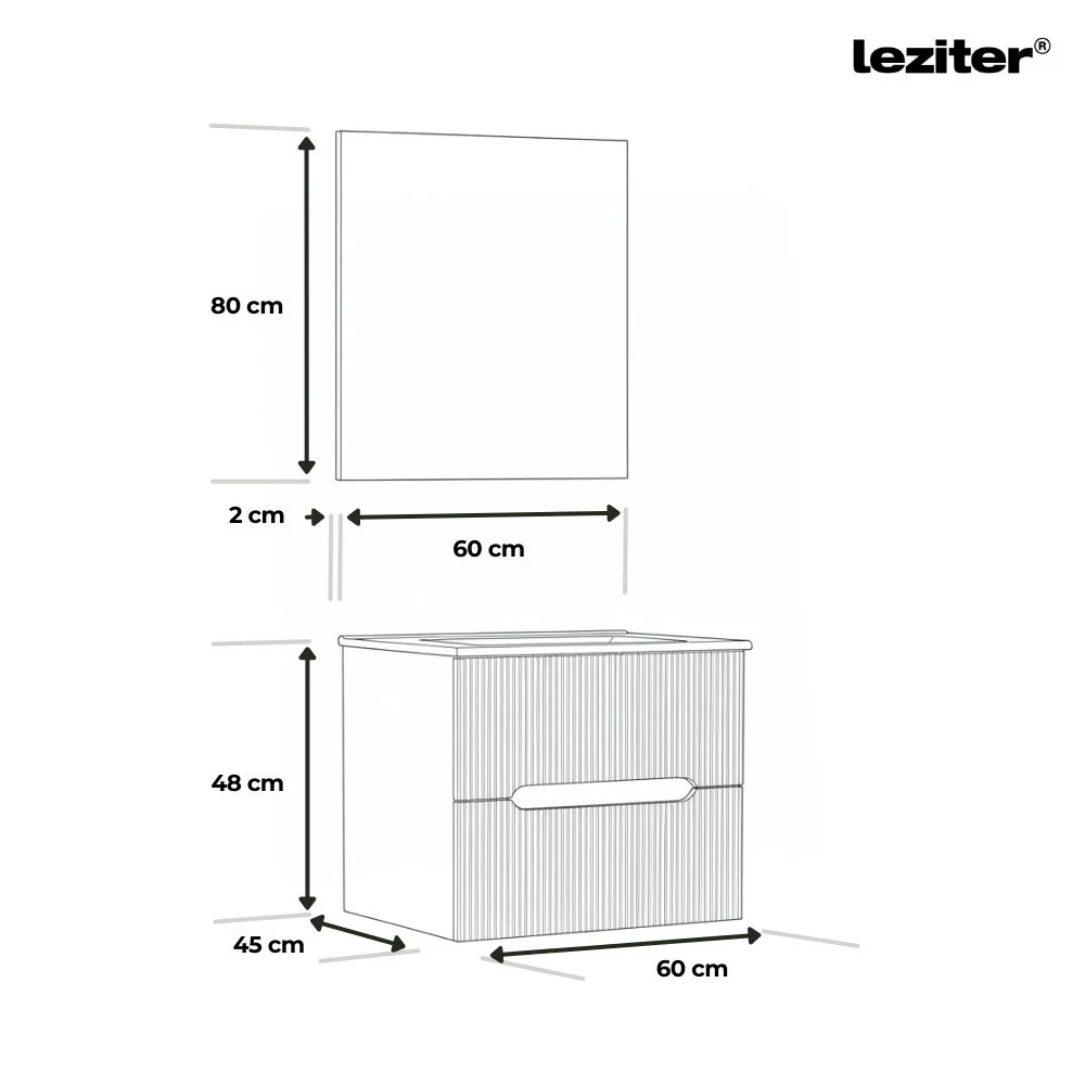 Trent Fürdőszobabútor 60 cm kerámia mosdóval (2 fiókos) tükörrel 60x80 cm pisztáciazöld-olivazöld