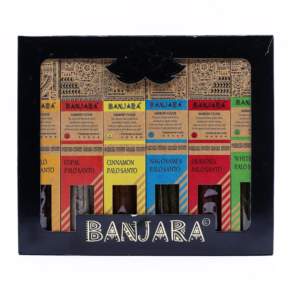 Banjara Palo Santo füstölőpálcikák – 6 darabos készlet – Dobozban