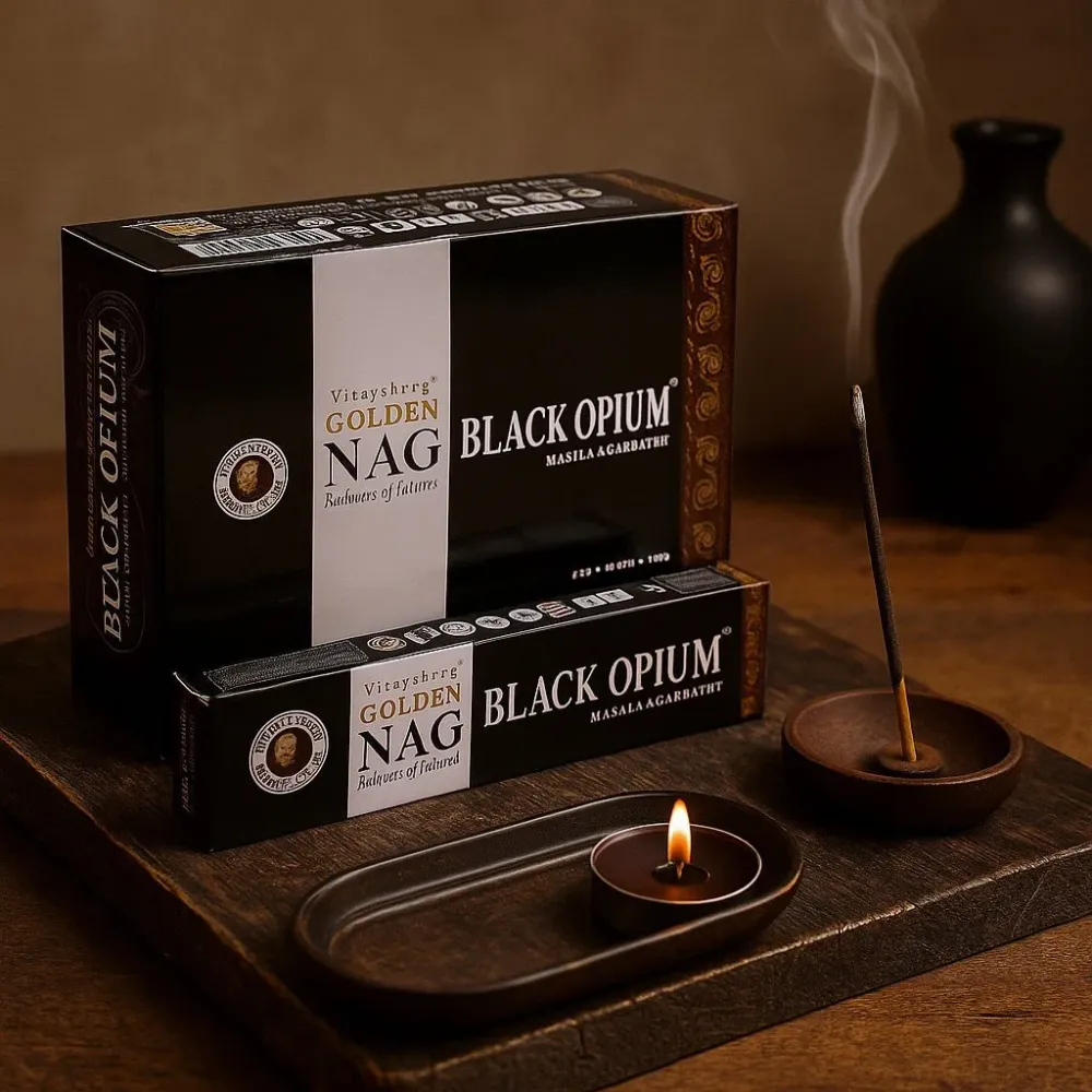Fekete Opium Füstölőpálcikák 15g – Golden Nag
