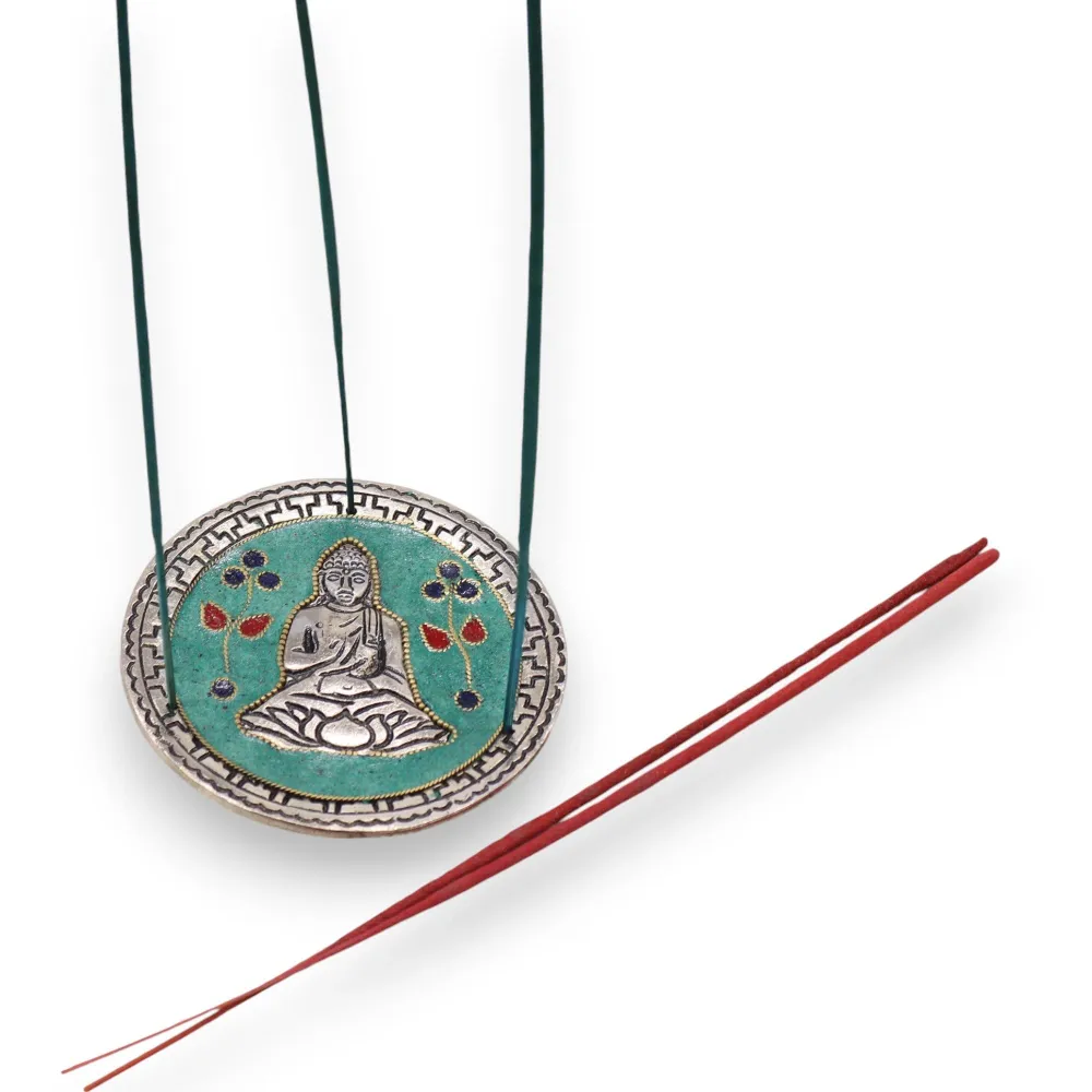 Füstölőpálca tartó Buddha zöld 10 cm